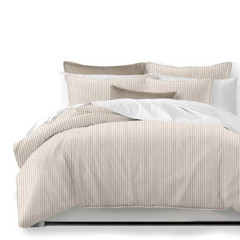 Down - filled comforters for supreme warmth and lightnessCruz Ticking Stripes Taupe/Ivory Comforter and Pillow Sham(s) Set