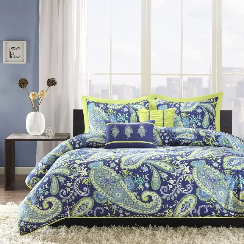 Wool - filled comforters with natural moisture - wicking and temperature - regulating featuresDaily Boutik Full / Queen size 5-Piece Paisley Comforter Set in Blue and Yellow Colors