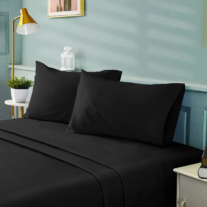 Linen - Cotton Blend Sheets for a Natural and Versatile OptionQueen Flat Sheet Black Egyptian Cotton 1000 Thread Count