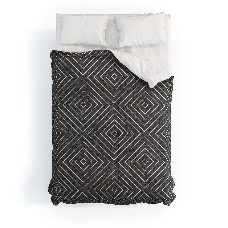 Silk - filled comforters for a luxurious and smooth touchLittle Arrow Design Co Woven Diamonds Charcoal Made To Order Full Comforter Set