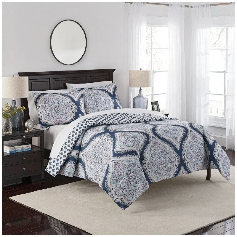 Down - filled comforters for supreme warmth and lightnessMarble Hill Lotus Reversible 100% cotton 3-Piece Comforter Set