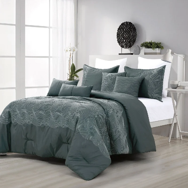 Bamboo - fiber - filled comforters with antibacterial and breathable qualitiesLena Luxury 7 Piece Comforter set