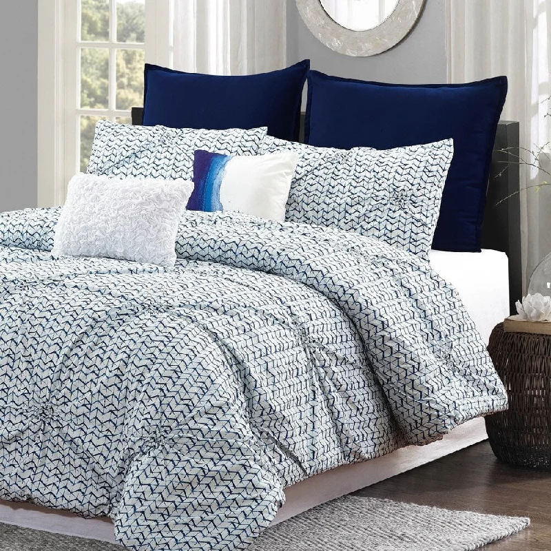 Silk - filled comforters for a luxurious and smooth touchStyle Quarters Blue Batik 7pc Comforter Set - 100% Cotton - Blue and White Pintuck Look - Machine Washable - King