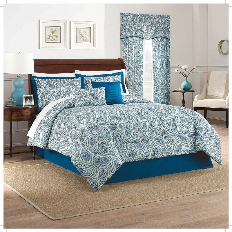 Duck down comforters with a softer feel and good warmth retentionTraditions by Waverly Paisley Proposal 6 Piece Comforter Set - Porcelain