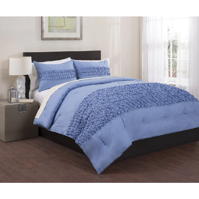 Full - size comforters suitable for full - sized beds in guest rooms or small bedroomsOrigami Pleated 3-piece Comforter Set