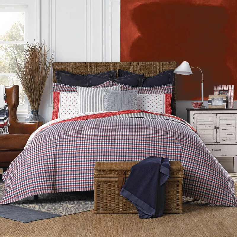 Bamboo - fiber - filled comforters with antibacterial and breathable qualitiesTommy Hilfiger Timeless Plaid Reversible Cotton Comforter Set