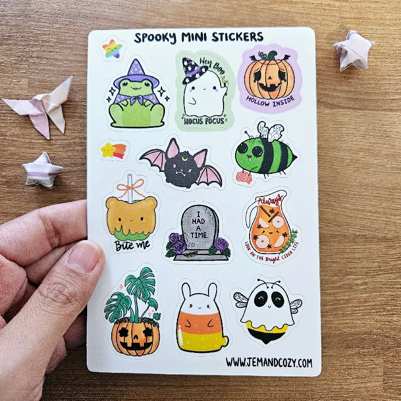 Twin - Size Sheet Sets with a Pillow ProtectorSpooky Mini Stickers Vinyl Sticker Sheet (4x6")