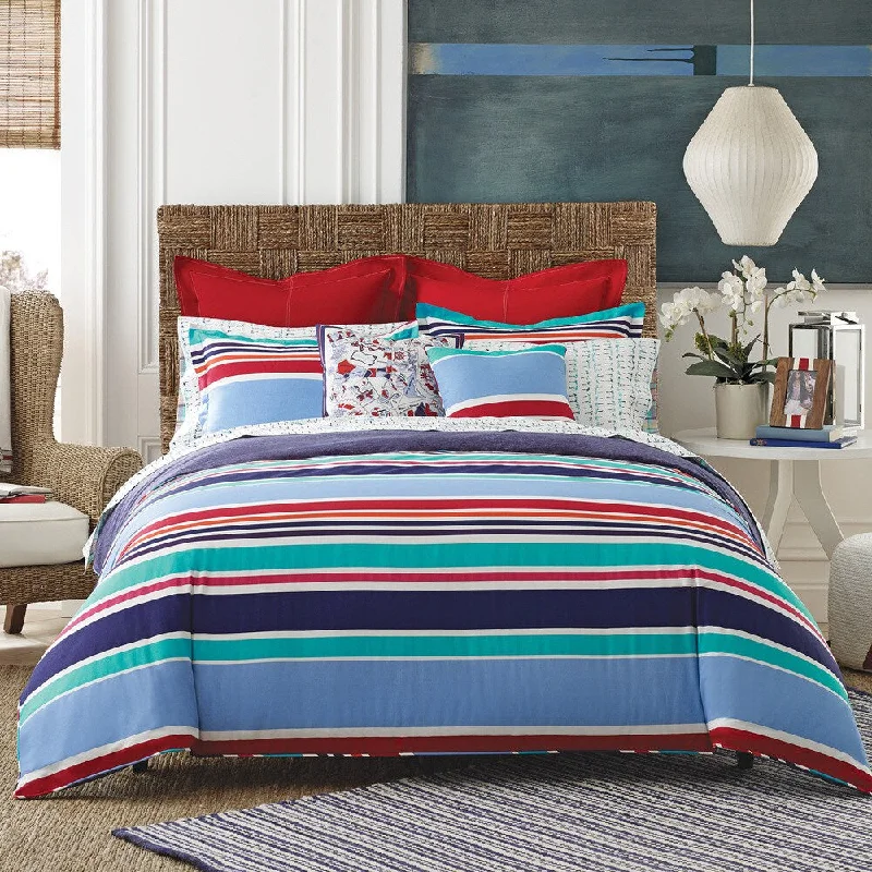 Bamboo - fiber - filled comforters with antibacterial and breathable qualitiesTommy Hilfiger Dunmore Stripe Cotton Comforter Set - Multi