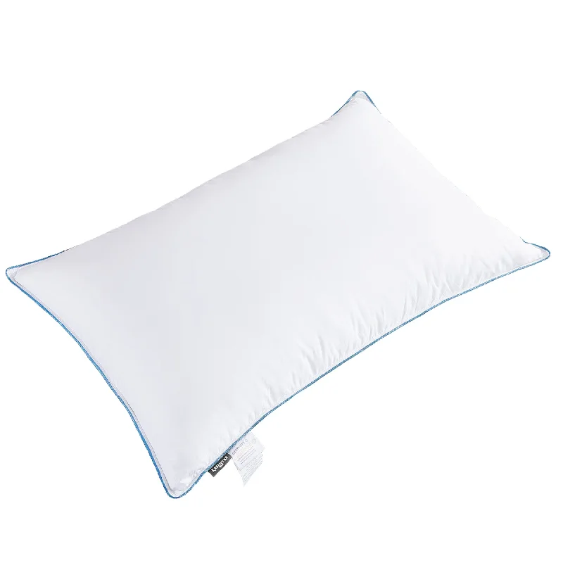 Down Alternative Pillows for Ethical ChoicesBlue Silky Piping Goose Down & Feather Pillow