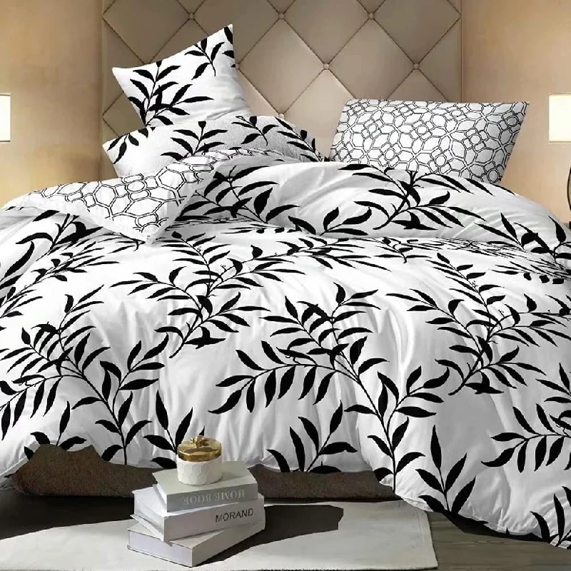 Bamboo - fiber - filled comforters with antibacterial and breathable qualitiesShatex Bedding Comforter Set Black and White Botanical Lightweight