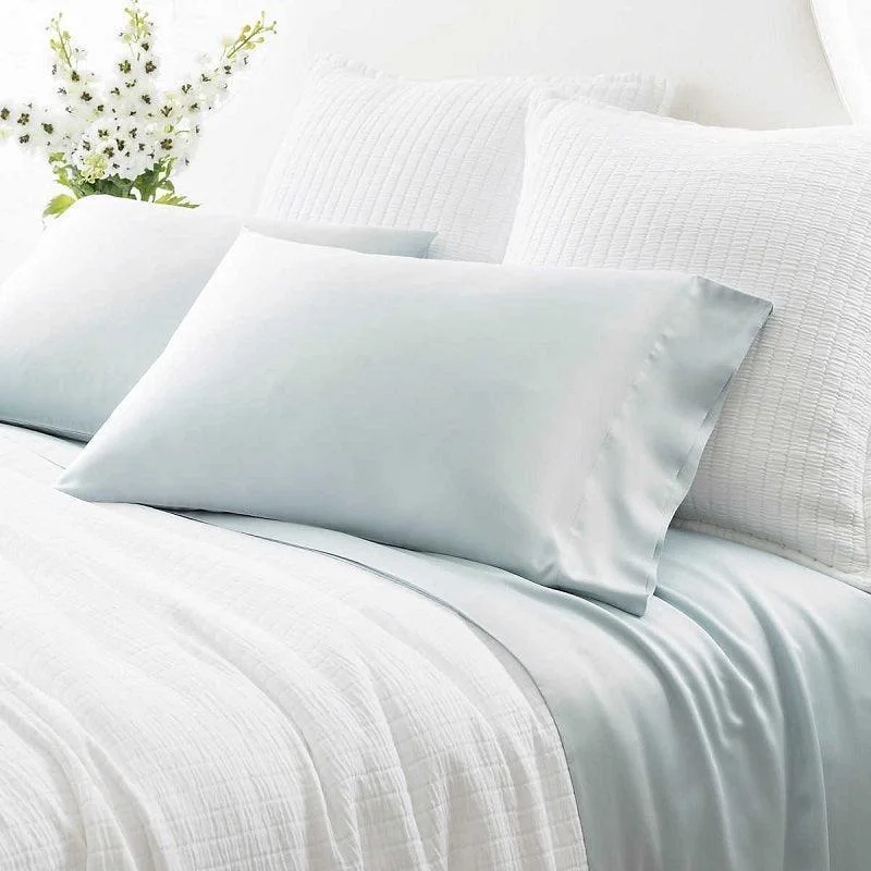 Queen - Size Sheet Sets with a European Pillowcase SetPine Cone Hill Silken Solid Robin's Egg Blue Sheet Set