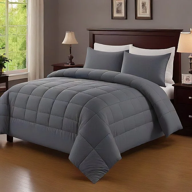 Duck down comforters with a softer feel and good warmth retentionQueen Comforter 200 GSM Grey - Soft, Cozy, All-Season Bedding, Hypoallergenic