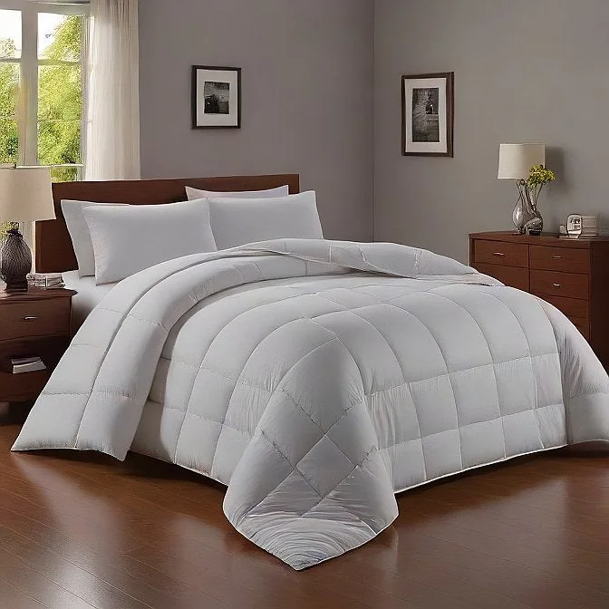 Latex - filled comforters with a bouncy texture and good supportQueen Comforter 200 GSM White - Soft, Plush, All-Season Bedding, Hypoallergenic