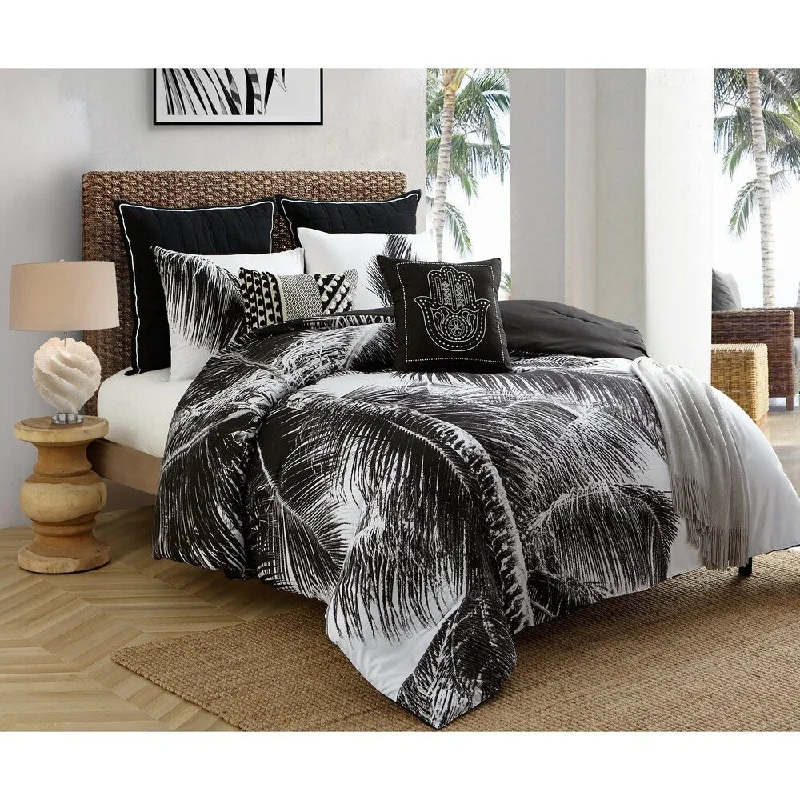 Wool - filled comforters with natural moisture - wicking and temperature - regulating featuresCaribbean Joe Natural Palm 4PC Reversible Comforter Set