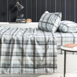 Thermal - Regulating Bamboo Sheets for All - Season ComfortHeathered Plaid Flannelette Sheet Set