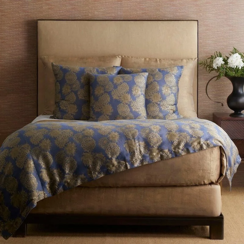 Bamboo - derived duvet covers with antibacterial and moisture - wicking propertiesChrysanthemum Duvets in Blue by Ann Gish