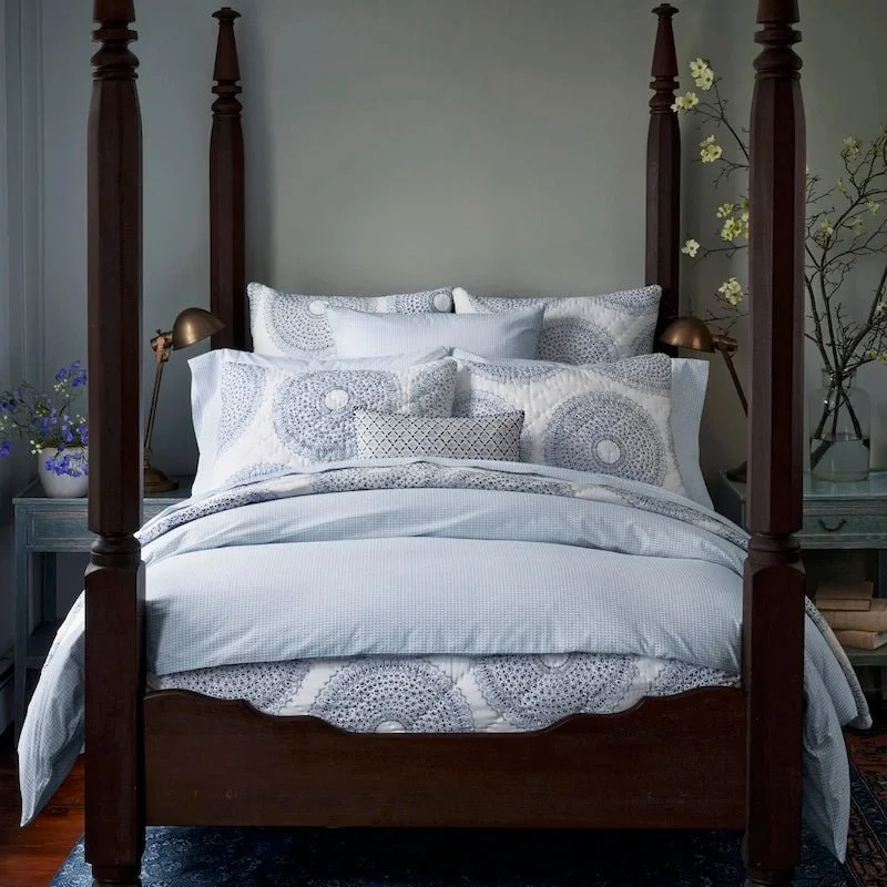 Expensive duvet covers with premium materials and artisanal craftsmanshipCinde Light Indigo Organic Duvet Covers by John Robshaw