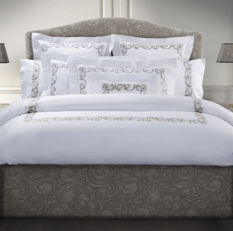 California king - size duvet covers for the extra - long and wide California king bedsForte dei Marmi Embroidery Bedding by Dea Linens