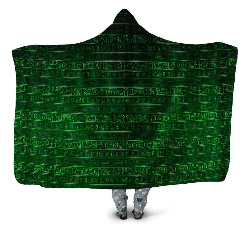 King - size blankets to cover large beds comfortablyGreen Glyphs Hooded Blanket