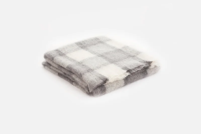 Wool blankets with natural warmth and insulationGrey Plaid Drumin Mohair Throw Blanket