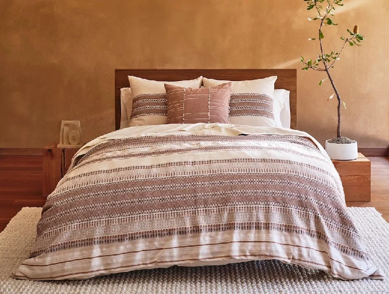 Jersey cotton duvet covers for a stretchy and comfortable fitLost Coast Undyed & Redwood Bedding by Coyuchi