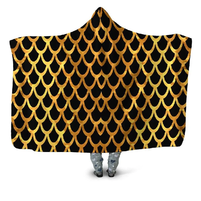 Cotton blankets for breathability and a lightweight feelMermaid Scales Gold Hooded Blanket