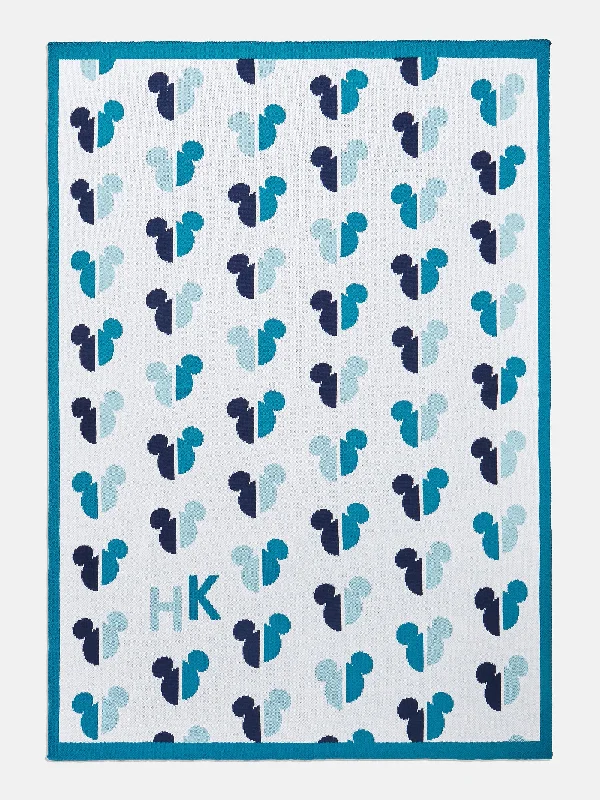 Recycled polyester blankets for an eco - conscious optionMickey Mouse Custom Initial Blanket - White/Blue