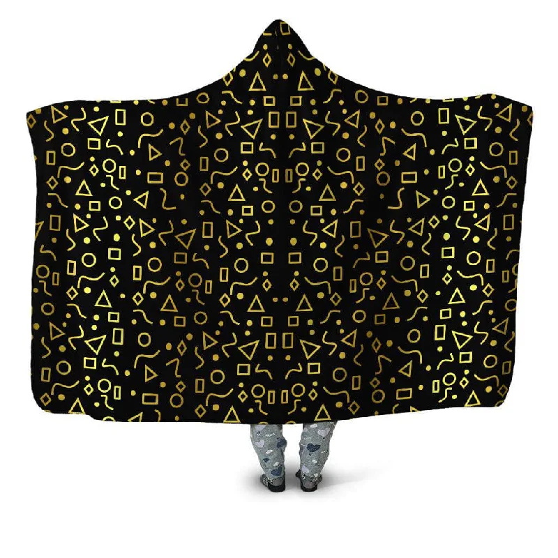 Mohair blankets with a unique sheen and softnessMod Gold Shapes Hooded Blanket