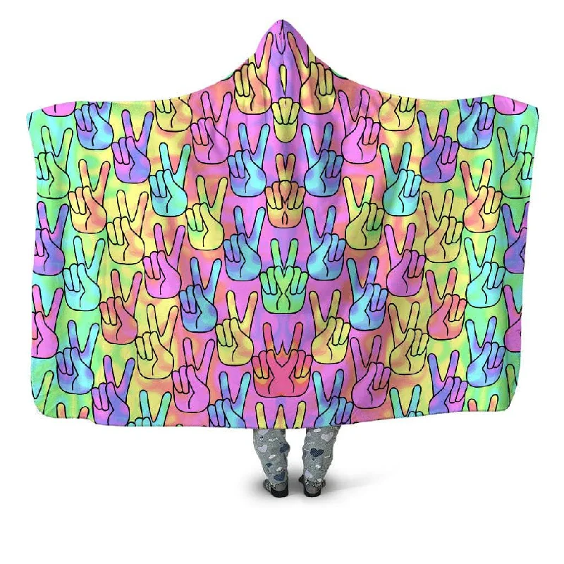 Wool blankets with natural warmth and insulationTrippy Peace Signs Hooded Blanket