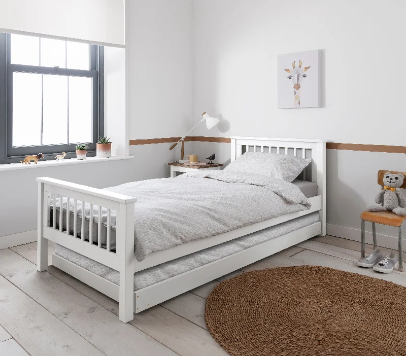 Memory foam mattresses for pressure relief and contouringHampshire Single Bed Frame with Matheus Pull-Out Trundle in White