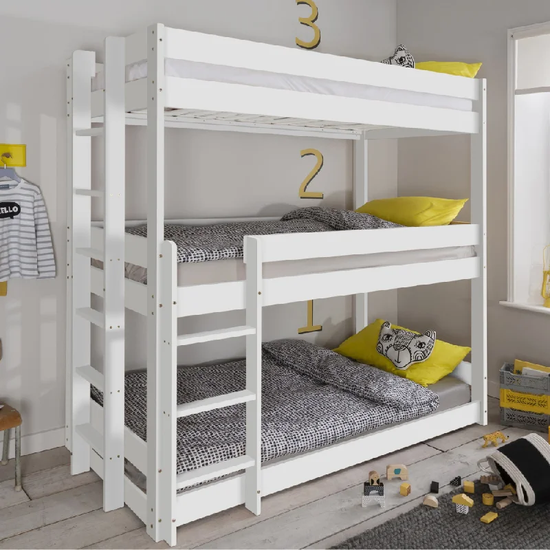 Natural latex and organic cotton blend mattressesHenrik Triple Bed Bunk Triple Sleeper in Classic White