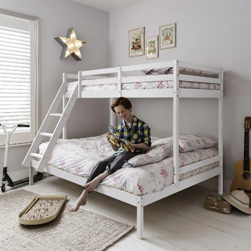 Natural latex and organic cotton blend mattressesKent Triple Bunk Bed with Single and Double Bed in Classic White