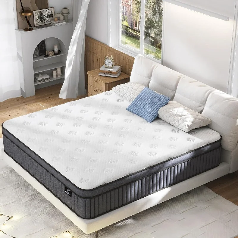 Natural latex and organic cotton blend mattressesQueen Mattress (Upgrade Strengthen) 12 Inch Hybrid Queen Size Mattresses in a Box, Mattress Queen Size