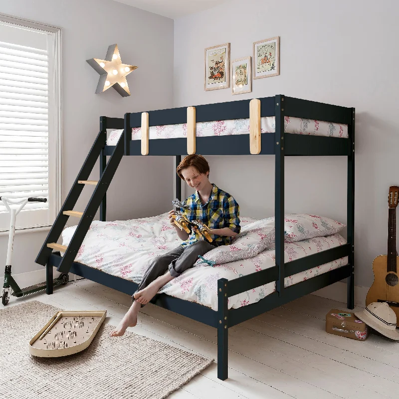 Natural latex and organic cotton blend mattressesUna Triple Bunk Bed with Single and Double Bed in Anthracite